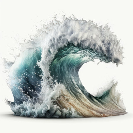 Surf wave isolated on white background. 3d render illustration.の素材