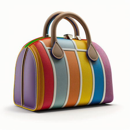 3d illustration of colorful women's handbag on a white backgroundの素材
