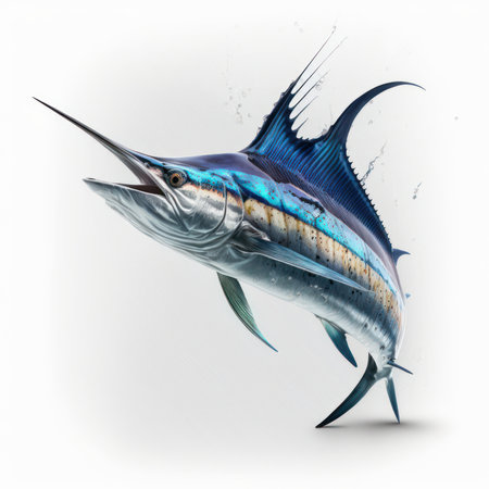 Blue marlin fish isolated on white background. 3D illustration.の素材