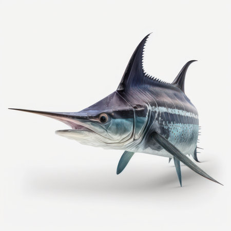 Blue marlin fish isolated on white background. 3D illustration.の素材