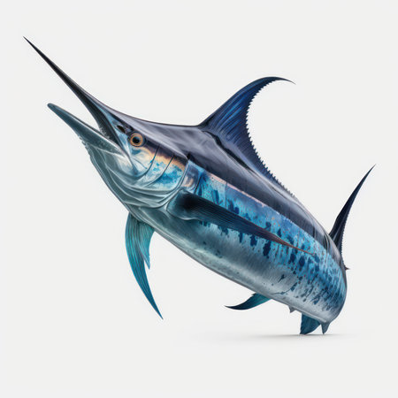 Blue marlin fish isolated on white background. 3D illustration.の素材