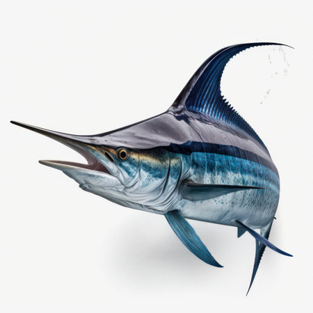 Blue marlin fish isolated on white background. 3D illustration.の素材