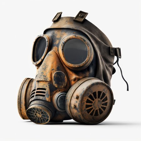 Gas mask isolated on white background. 3D rendering. 3D illustration.の素材