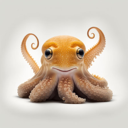 Octopus isolated on white background. 3d render. Illustration.の素材