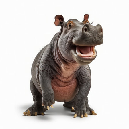 Hippopotamus isolated on a white background. 3D illustrationの素材