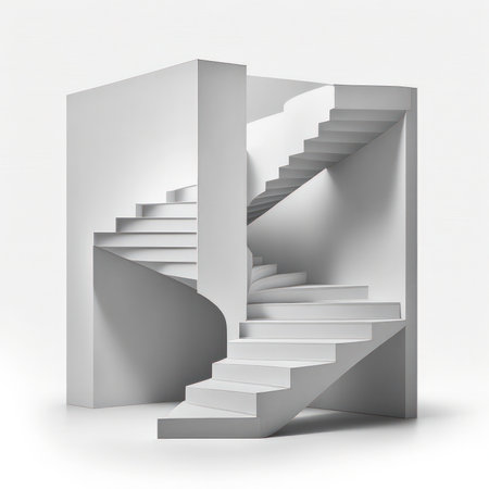 staircase on white background, 3d render, square imageの素材