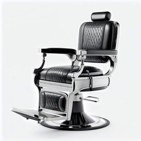 Black barber chair isolated on white background. 3d illustration.の素材