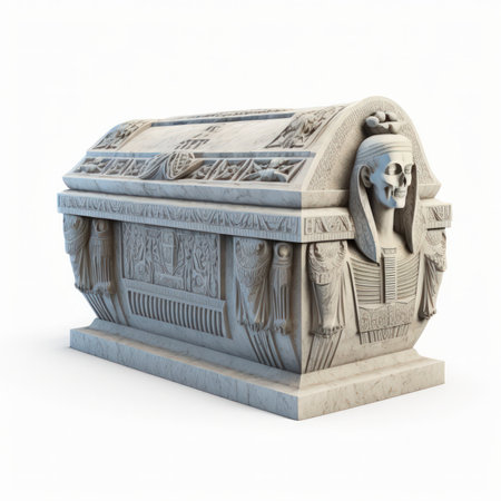 Egyptian sarcophagus isolated on white background. 3d illustrationの素材