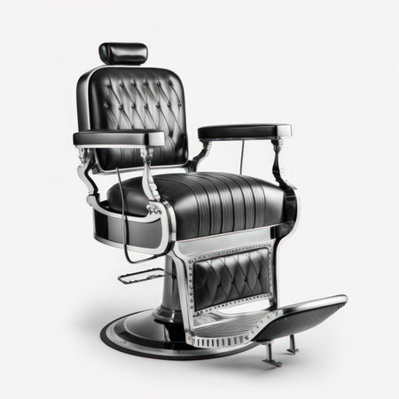 Black barber chair isolated on white background. 3d illustration.の素材