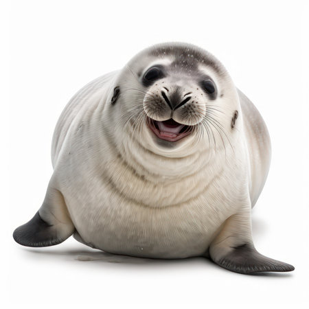 Seal isolated on white background with clipping path. Sea lion.の素材