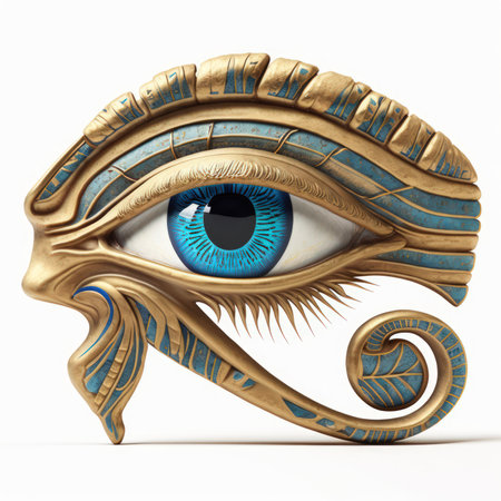 Eye with blue iris on white background. 3D illustration.の素材