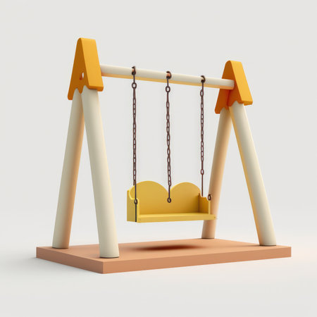 Wooden swing isolated on a white background. 3d rendering.の素材