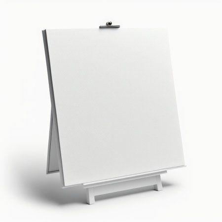Blank paper board on a white background. 3d rendering.の素材