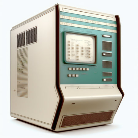 Old radio on a white background. 3d render. Computer generated image.の素材