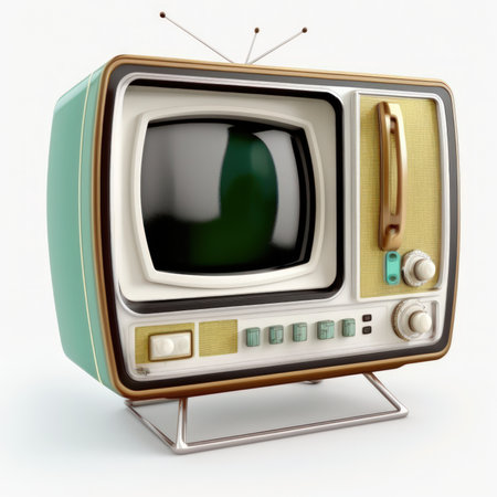 Retro TV isolated on white background. 3d render illustration.の素材