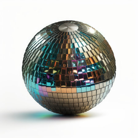 disco ball isolated on white background. 3d render illustration.の素材