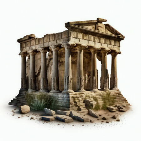 Temple of Hephaestus isolated on white background with clipping pathの素材