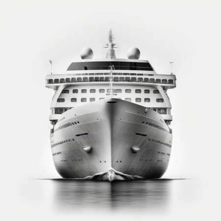 Cruise ship in the water. 3d illustration. Vintage style.の素材