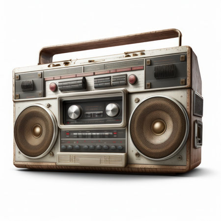 Vintage radio isolated on a white background. 3d render.の素材
