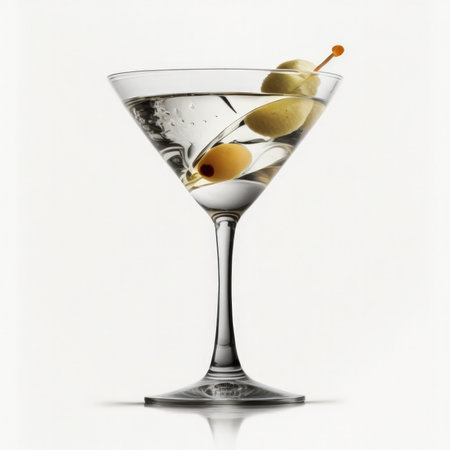 Martini with olives on a white background. Isolated.の素材