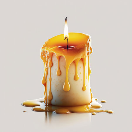 Candle with caramel on a white background. 3d rendering.の素材