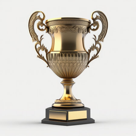 Trophy cup isolated on a white background. 3d render.の素材