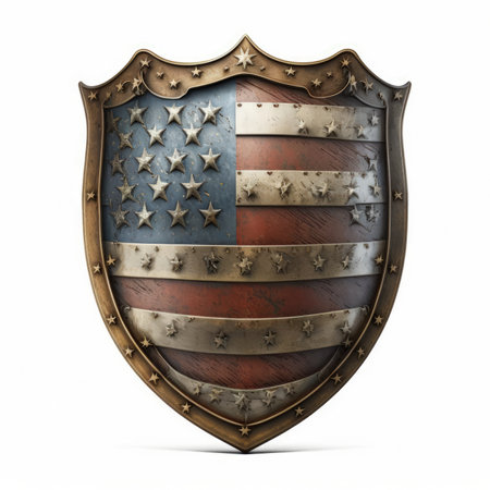 United States of America shield isolated on white background. 3D rendering.の素材