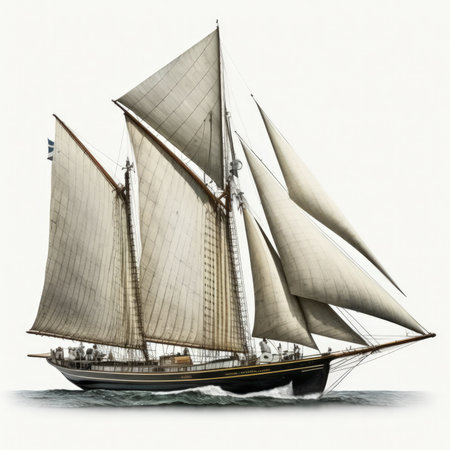 Vintage sailboat on a white background. 3D illustration.の素材