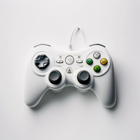 White gamepad isolated on white background. Top view. Flat layの素材