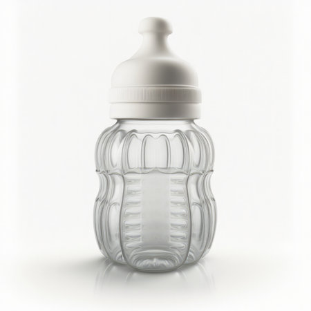 Baby bottle isolated on a white background. 3d render illustration.の素材