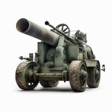 Old military cannon isolated on white background. 3d render image.の素材