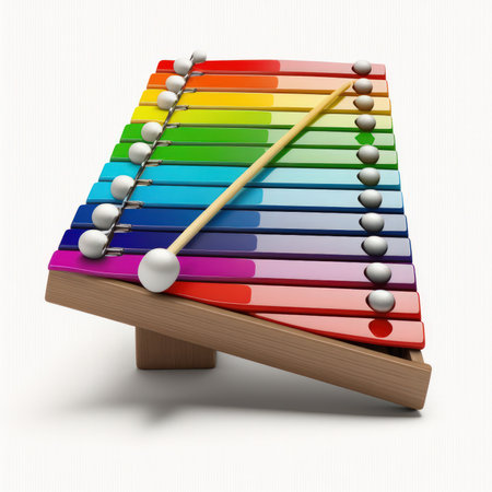 Colorful xylophone on white background. 3d illustration.の素材