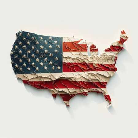American flag on the map of United States of America. Vector illustrationの素材