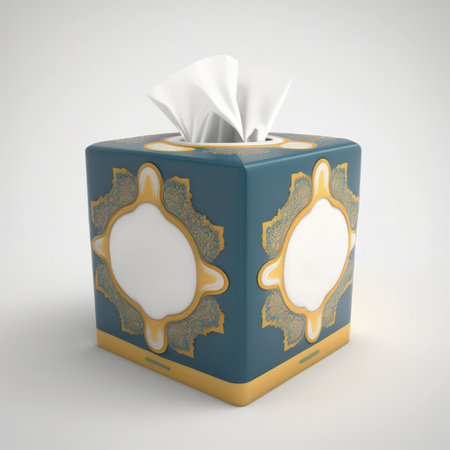 Illustration of a gift box with a napkin on a white backgroundの素材