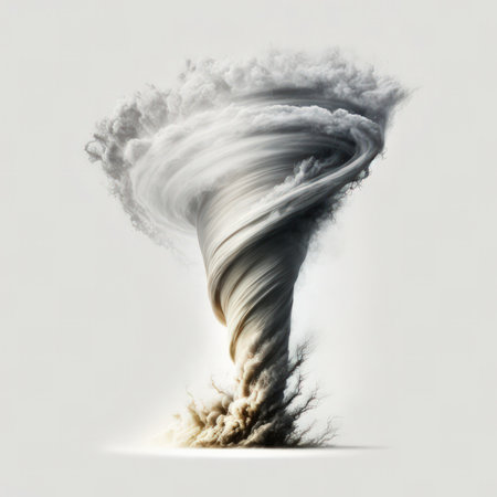 3D illustration of a large tornado isolated on a white background.の素材