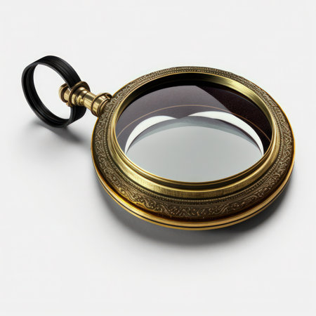 Magnifying glass isolated on a white background. 3d render.の素材