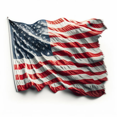 United States of America flag on a white background. 3d renderingの素材
