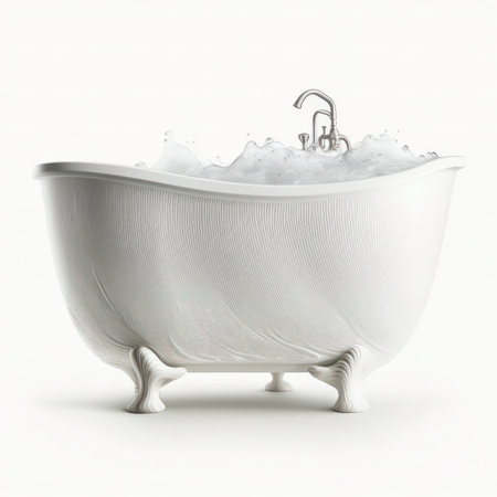 Bathtub isolated on white background. 3d render illustration.の素材