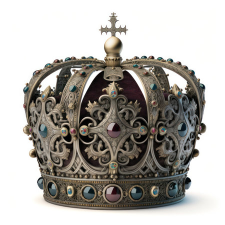 Crown isolated on white background. 3D illustration. Vintage style.の素材