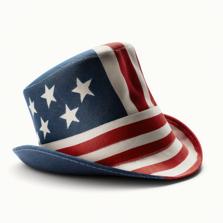 Patriotic American hat isolated on white background with clipping path.の素材