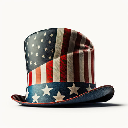 American hat isolated on a white background. 3d render image.の素材