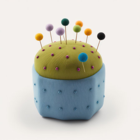 Cupcake with pins isolated on white background. 3D illustration.の素材