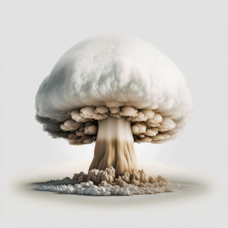 3D illustration of a huge mushroom cloud with smoke coming out of itの素材