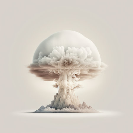 3D illustration of an explosion with a cloud in the air.の素材