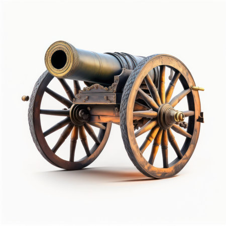 Old cannon on a white background. 3d illustration. Isolatedの素材