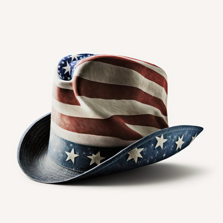 American hat isolated on a white background. 3d render illustration.の素材