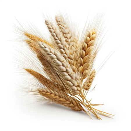 Ears of wheat isolated on white background. 3D illustration.の素材