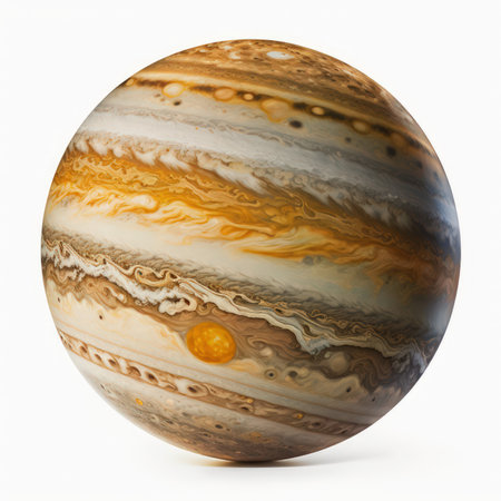 3d rendering of a jupiter planet isolated on white background.の素材