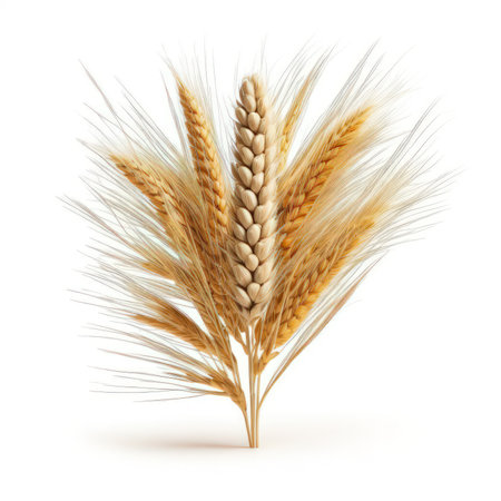 Ears of wheat isolated on white background. 3D illustration.の素材
