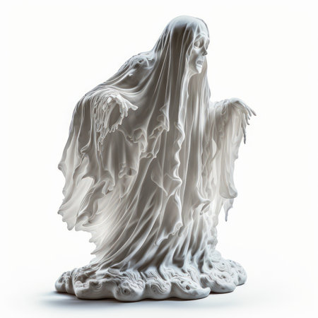 White marble sculpture isolated on a white background. 3d illustration.の素材